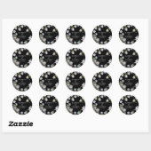Elegant Black & White Floral Wedding Ronde Sticker (Vel)