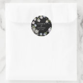 Elegant Black & White Floral Wedding Ronde Sticker (Tas)