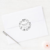 Elegant Black White Floral Wedding Thank You Ronde Sticker (Envelop)
