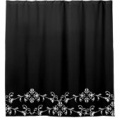 Elegant Black White Flourish Shower Curtain Douchegordijn (Voorkant)