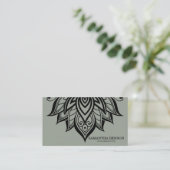 Elegant Black & White Flower Logo Yoga Visitekaartje (Staand voorkant)