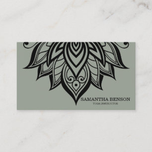 Elegant Black & White Flower Logo Yoga Visitekaartje
