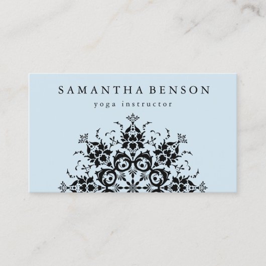 Elegant Black & White Flower Logo Yoga Visitekaartje (Voorkant)