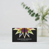 Elegant Black & White Flower Logo Yoga Visitekaartje (Staand voorkant)