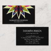 Elegant Black & White Flower Logo Yoga Visitekaartje (Voorkant / Achterkant)