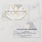 Elegant Black & White Flower Logo Yoga Visitekaartje (Voorkant / Achterkant)