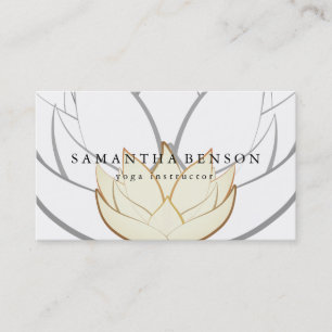 Elegant Black & White Flower Logo Yoga Visitekaartje
