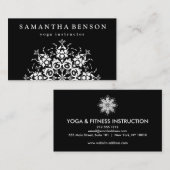 Elegant Black & White Flower Logo Yoga Visitekaartje (Voorkant / Achterkant)