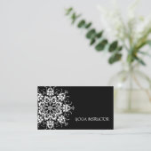 Elegant Black & White Flower Logo Yoga Visitekaartje (Staand voorkant)