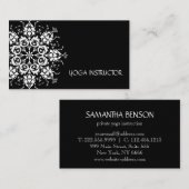 Elegant Black & White Flower Logo Yoga Visitekaartje (Voorkant / Achterkant)