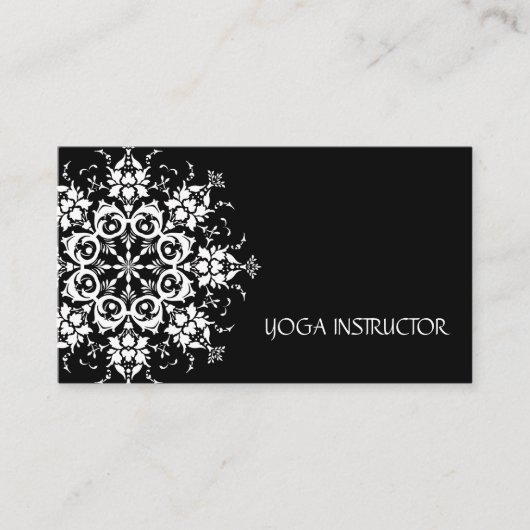 Elegant Black & White Flower Logo Yoga Visitekaartje (Voorkant)