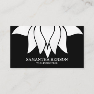 Elegant Black & White Flower Logo Yoga Visitekaartje