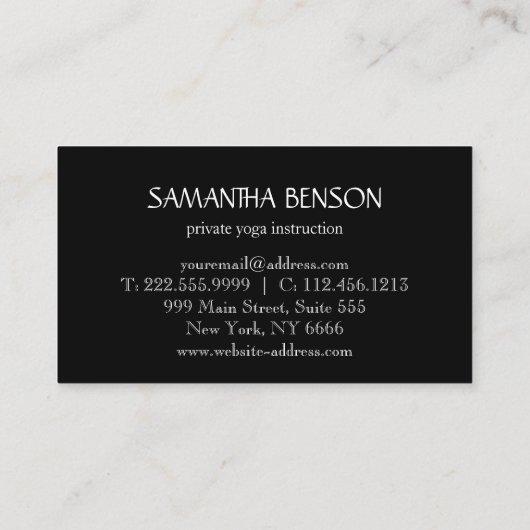 Elegant Black & White Flower Logo Yoga Visitekaartje (Achterkant)