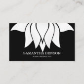 Elegant Black & White Flower Logo Yoga Visitekaartje (Voorkant)
