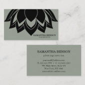 Elegant Black & White Flower Logo Yoga Visitekaartje (Voorkant / Achterkant)