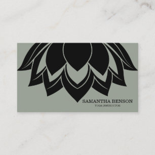 Elegant Black & White Flower Logo Yoga Visitekaartje