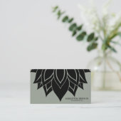 Elegant Black & White Flower Logo Yoga Visitekaartje (Staand voorkant)