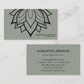 Elegant Black & White Flower Logo Yoga Visitekaartje (Voorkant / Achterkant)