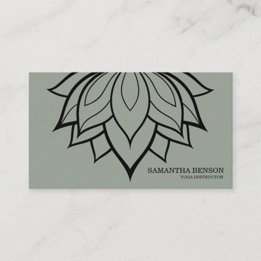 Elegant Black & White Flower Logo Yoga Visitekaartje (Voorkant)