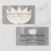 Elegant Black & White Flower Logo Yoga Visitekaartje (Voorkant / Achterkant)