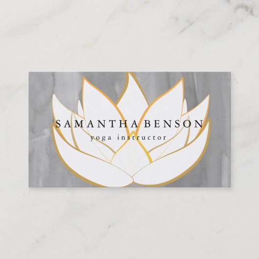 Elegant Black & White Flower Logo Yoga Visitekaartje (Voorkant)