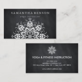 Elegant Black & White Flower Logo Yoga Visitekaartje (Voorkant / Achterkant)