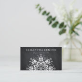 Elegant Black & White Flower Logo Yoga Visitekaartje (Staand voorkant)