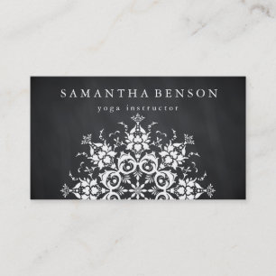 Elegant Black & White Flower Logo Yoga Visitekaartje