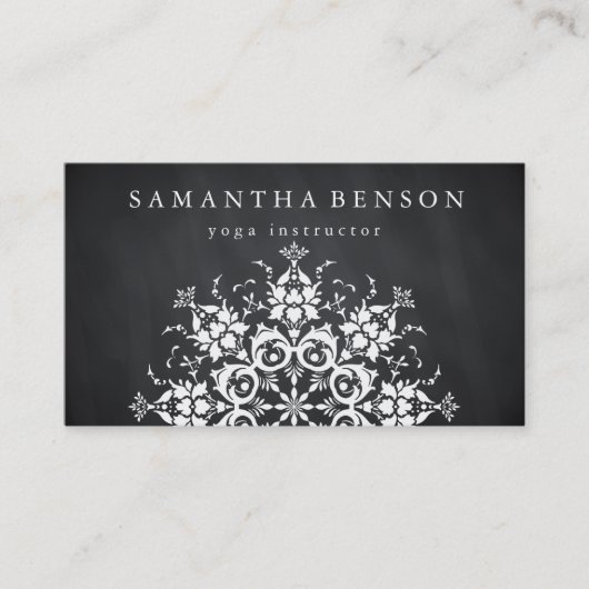 Elegant Black & White Flower Logo Yoga Visitekaartje (Voorkant)