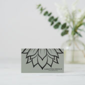 Elegant Black & White Flower Logo Yoga Visitekaartje (Staand voorkant)