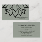 Elegant Black & White Flower Logo Yoga Visitekaartje (Voorkant / Achterkant)