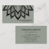 Elegant Black & White Flower Logo Yoga Visitekaartje (Voorkant / Achterkant)