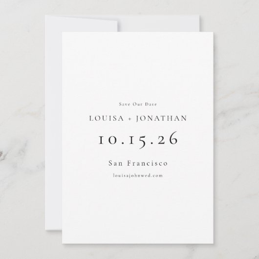 Elegant Black White Formal Simple Photo Wedding Save The Date (Voorkant)