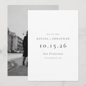 Elegant Black White Formal Simple Photo Wedding Save The Date (Voorkant / Achterkant)
