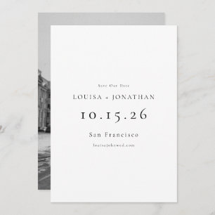 Elegant Black White Formal Simple Photo Wedding Save The Date