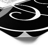 Elegant Black White Formal Wedding Seding Chart Poster (Hoek)