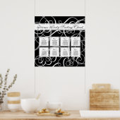 Elegant Black White Formal Wedding Seding Chart Poster (Keuken)