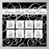Elegant Black White Formal Wedding Seding Chart Poster (Voorkant)