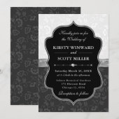 Elegant Black White Frame Floral Wedding Kaart (Voorkant / Achterkant)