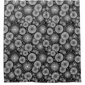Elegant Black White Geometric Flowers Starburst Douchegordijn (Voorkant)