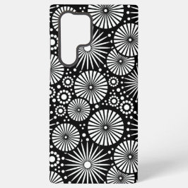 Elegant Black White Geometric Flowers Starburst Samsung Galaxy Hoesje