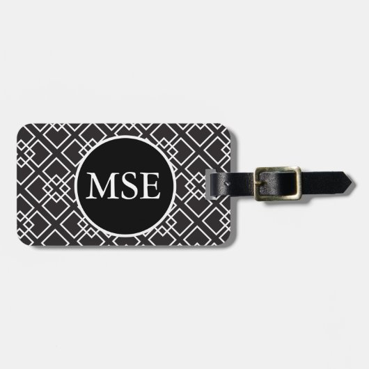 Elegant Black White Geometric Pattern Bagagelabel (Voorkant horizontaal)