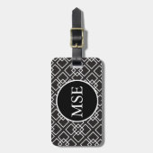 Elegant Black White Geometric Pattern Bagagelabel (Voorkant verticaal)