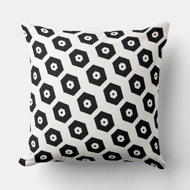 Elegant Black White Geometric Pattern Kussen (Voorkant)