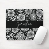 Elegant Black White Geometric Starburst Name  Muismat (Met muis)