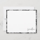 Elegant Black White Geometric Starburst Name  Notitiekaartje (Voorkant)