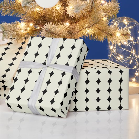 Elegant Black White Geometric Stippen Pattern Cadeaupapier (Feestdagen)