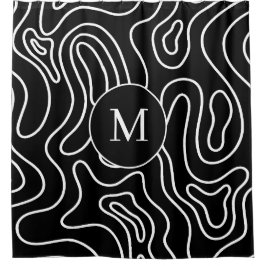 Elegant Black white geometric texture personalizd Douchegordijn