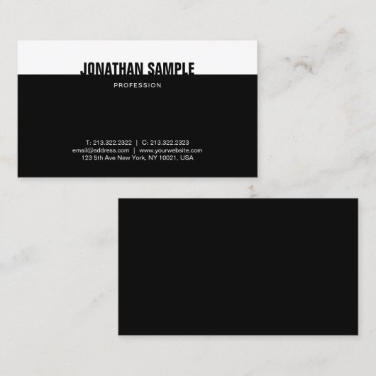 Elegant Black White, geraffineerde moderne Sjabloo Visitekaartje (Voorkant / Achterkant)