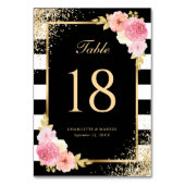 Elegant Black White Gold Blush Pink Floral Weddens Kaart (Achterkant)